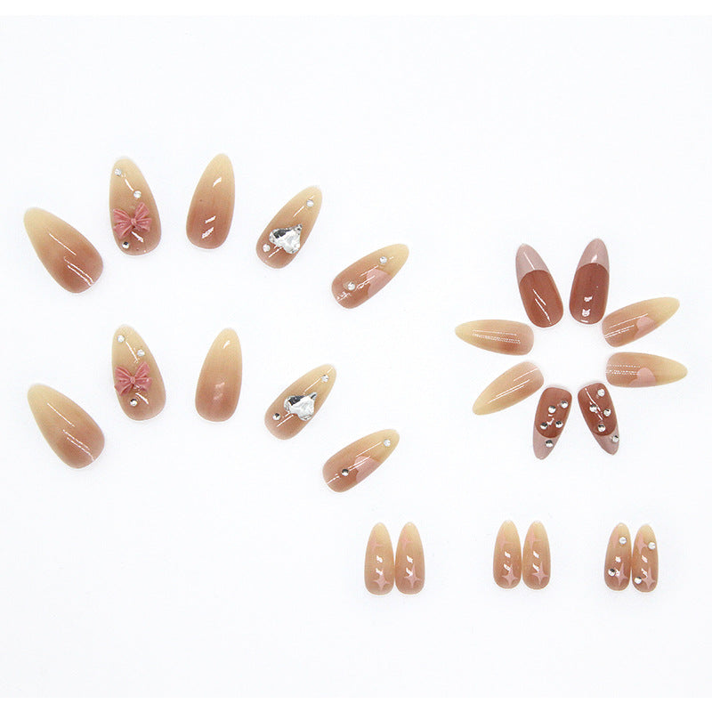 Wholesale 24 Pieces/box Bowknot 3D Heart Nails Kits Nail Stickers