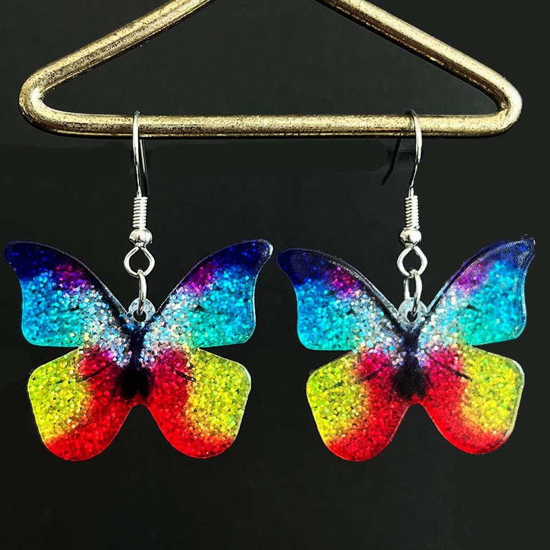 Wholesale 2 Pairs/pack Flower Butterfly Shiny Acrylic Earrings ACC-ES-HY027