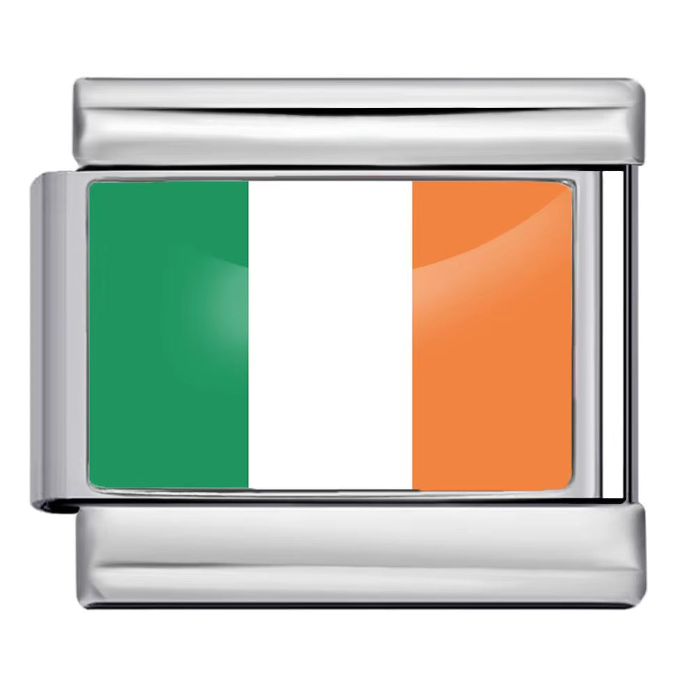 Wholesale Italian Charm Bracelet 9mm DIY Splicing Removable World Flags Stainless Steel Composable Bracelet