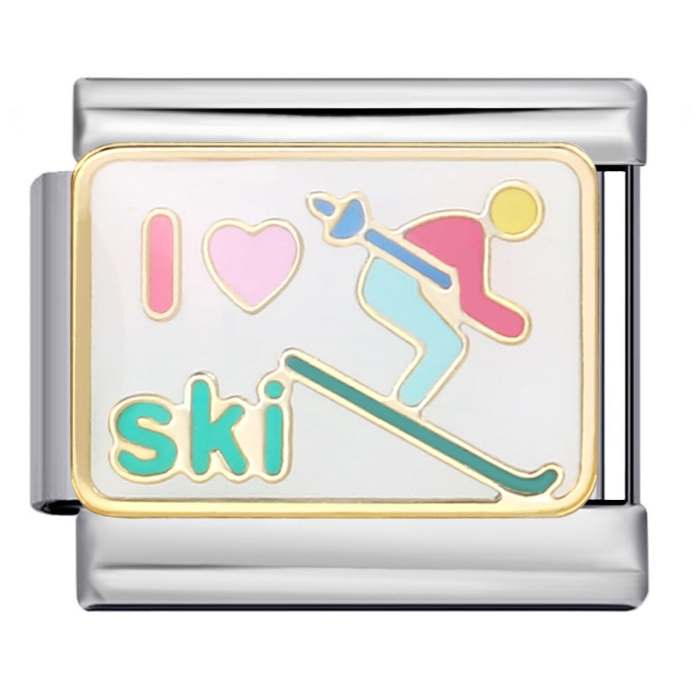 Wholesale Skateboard Theme Stainless Steel DIY Modular Bracelet Jewelry Accessory for Craft Projects,  Gifts,  and Boutique Resale