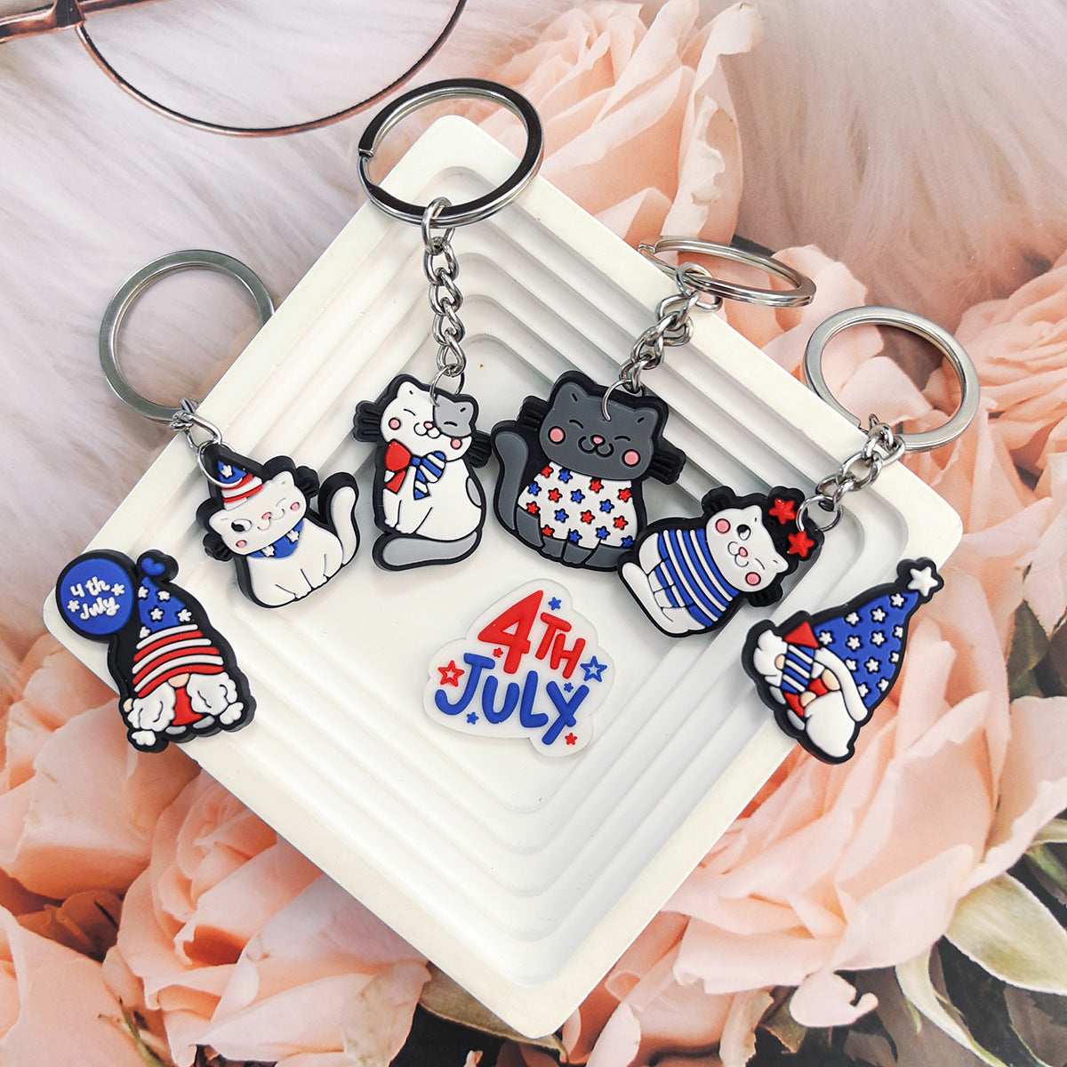 Wholesale 10pcs US Independence Day Keychain