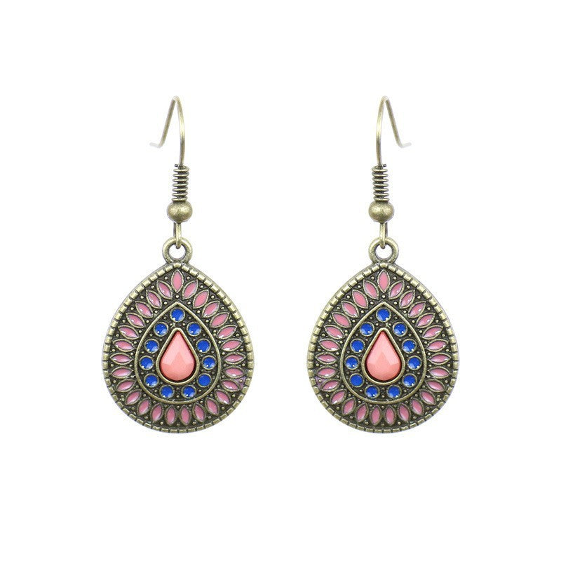 Wholesale Vintage Alloy Geometric Water Drop Oil Drop Tassel Earrings Party Jewelry Accessory