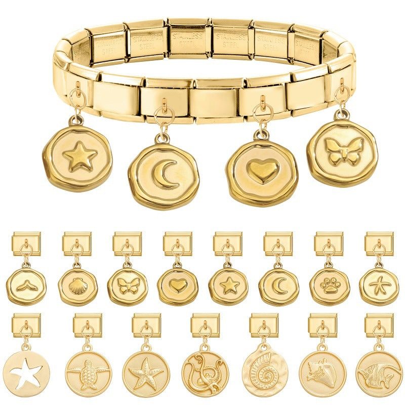 Wholesale 9mm Italian Charm Starter Bracelets DIY Ocean Animal Series Pendants Stainless Steel Composable Bracelet