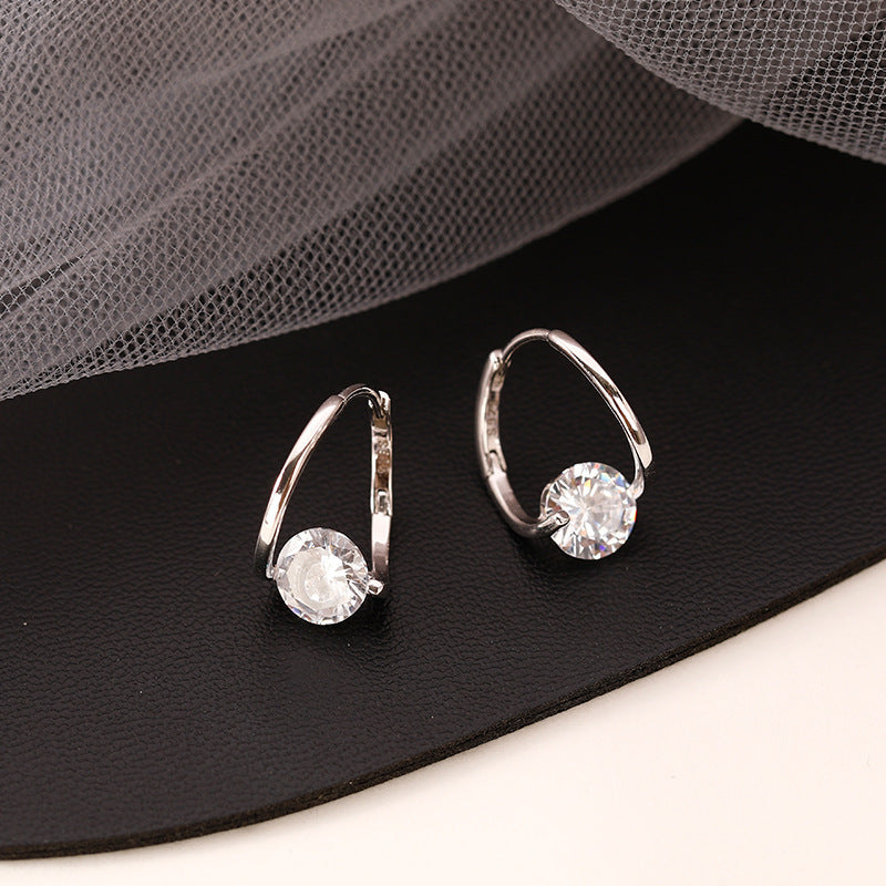 Wholesale Zinc Alloy Electroplated Geometric Zirconia Earrings Purple Silver Fashion Accessory
