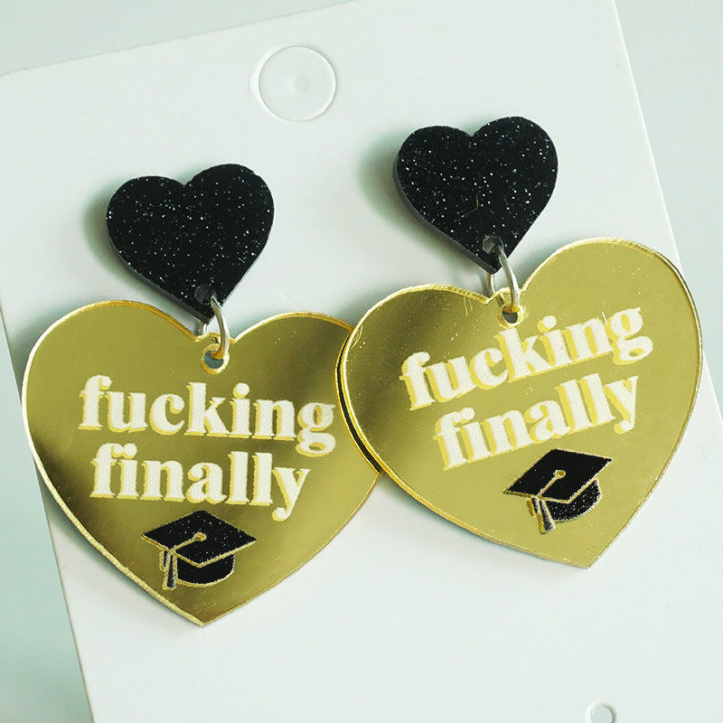 Wholesale 2 Pairs/pack 2024 Graduation Season Bachelor's Cap Multi-layered Tassel Pom Pom Acrylic Earrings ACC-ES-HY075