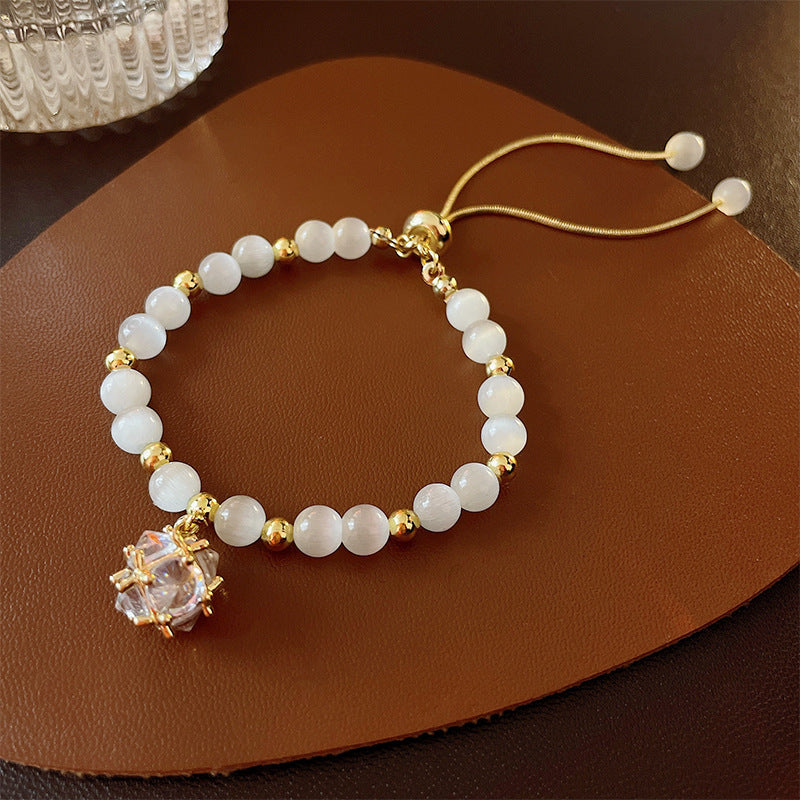 Wholesale Opal Pearl Flower Love Bracelet Adjustable Bracelet Heart Bracelets ACC-BT-Weim001
