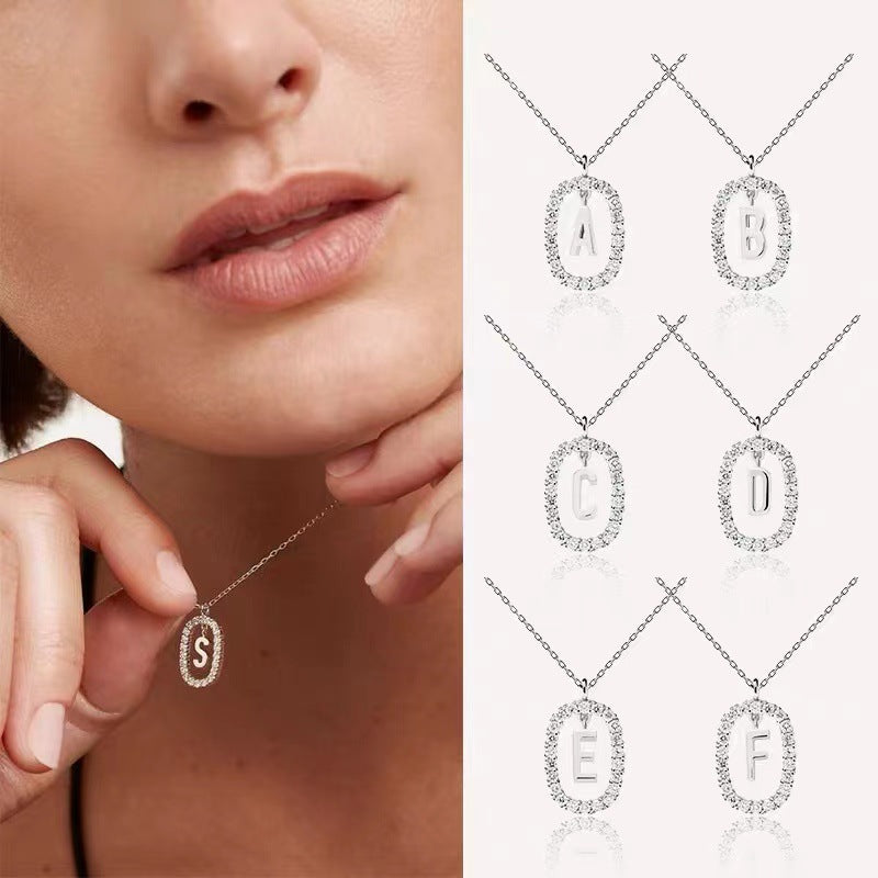 Wholesale Color Diamond Letter Necklace Inlaid with Color Zircon Clavicle Chain Choker Necklace ACC-NE-BYL002