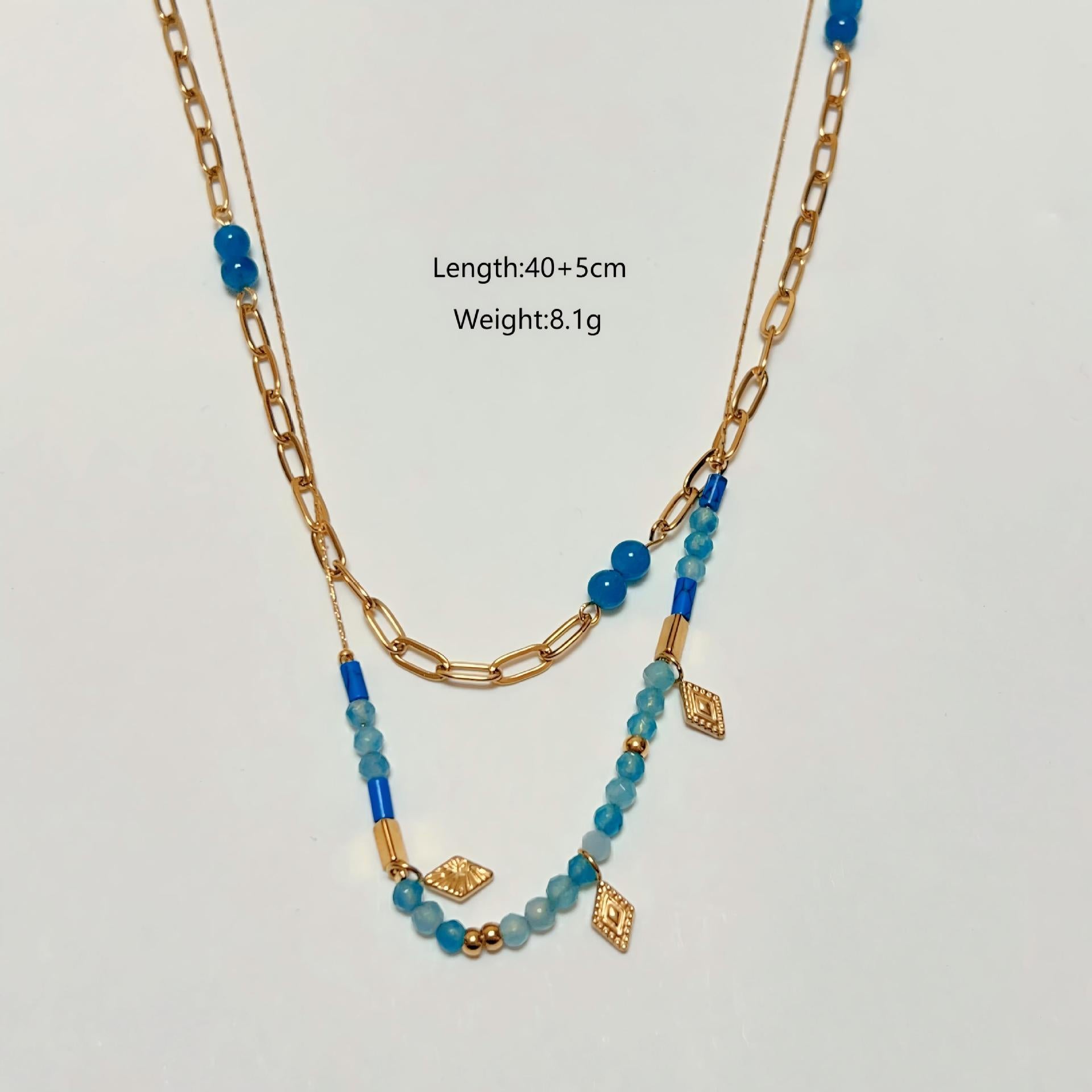 Wholesale Stainless steel  natural stone handmade chain color retaining necklaces