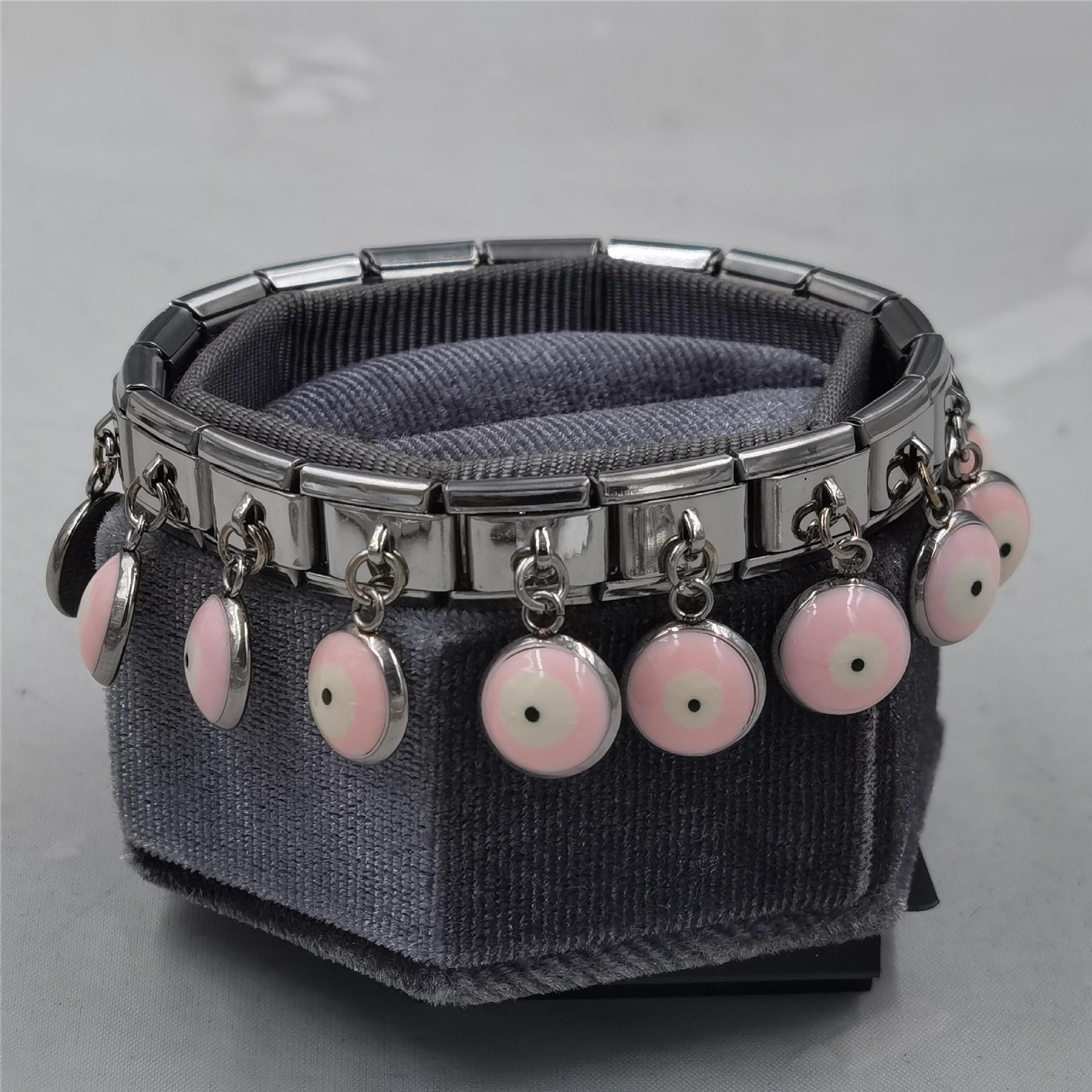 Wholesale Italian Charm Bracelet 9mm DIY Spliced Removable Stainless Steel Devil's Eye Composable Bracelet ACC-BT-XY022