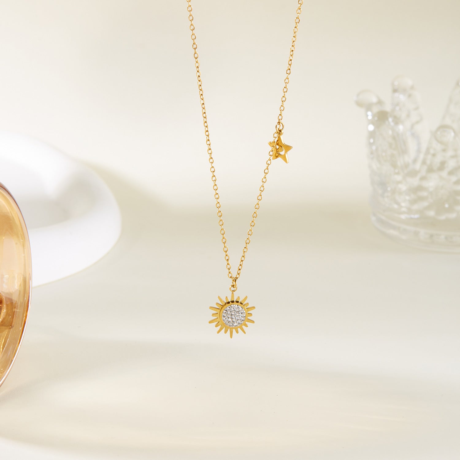 Wholesale  stainless steel sunflower necklace