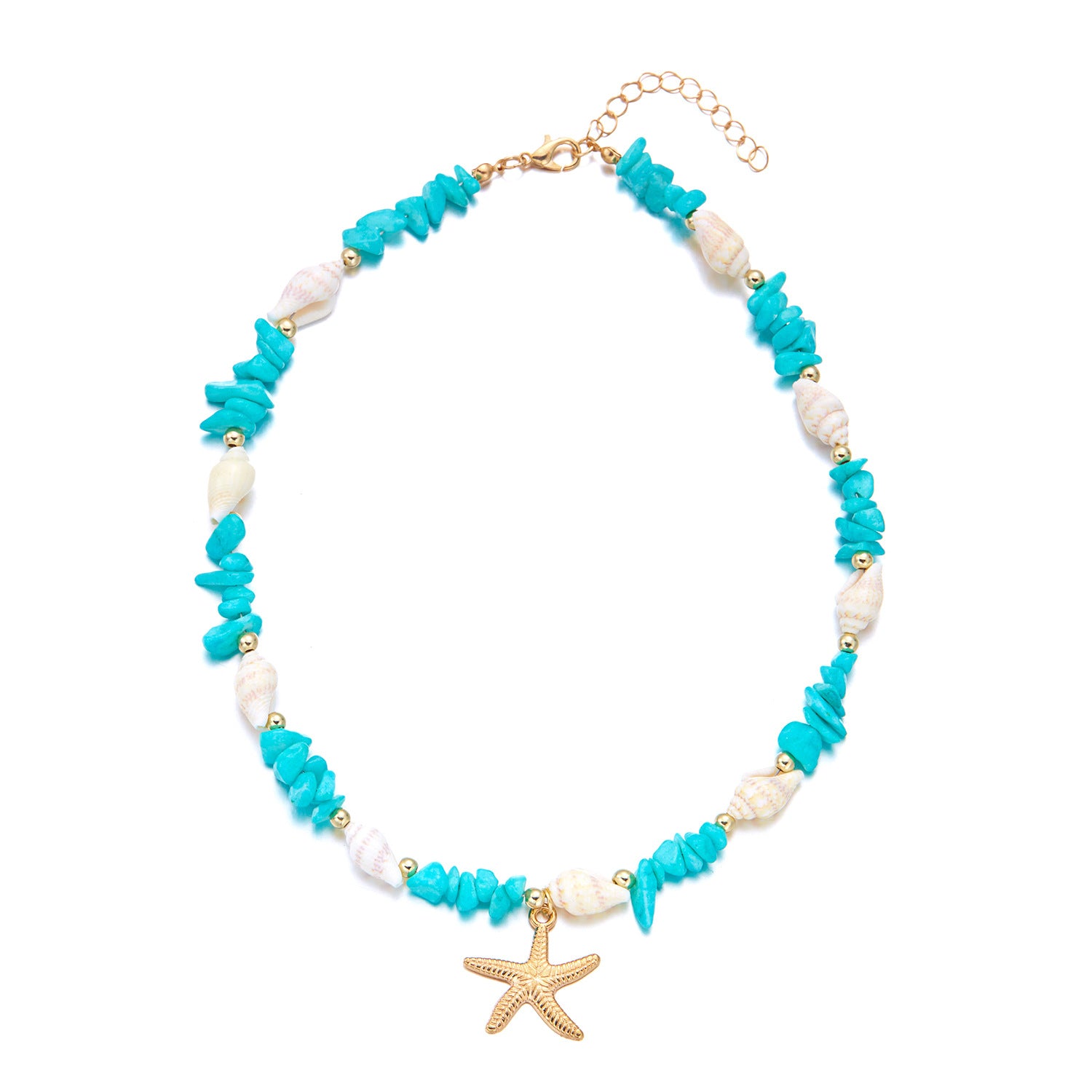 Wholesale sales new starfish jewelry Bohemian summer beach gravel starfish conch necklace