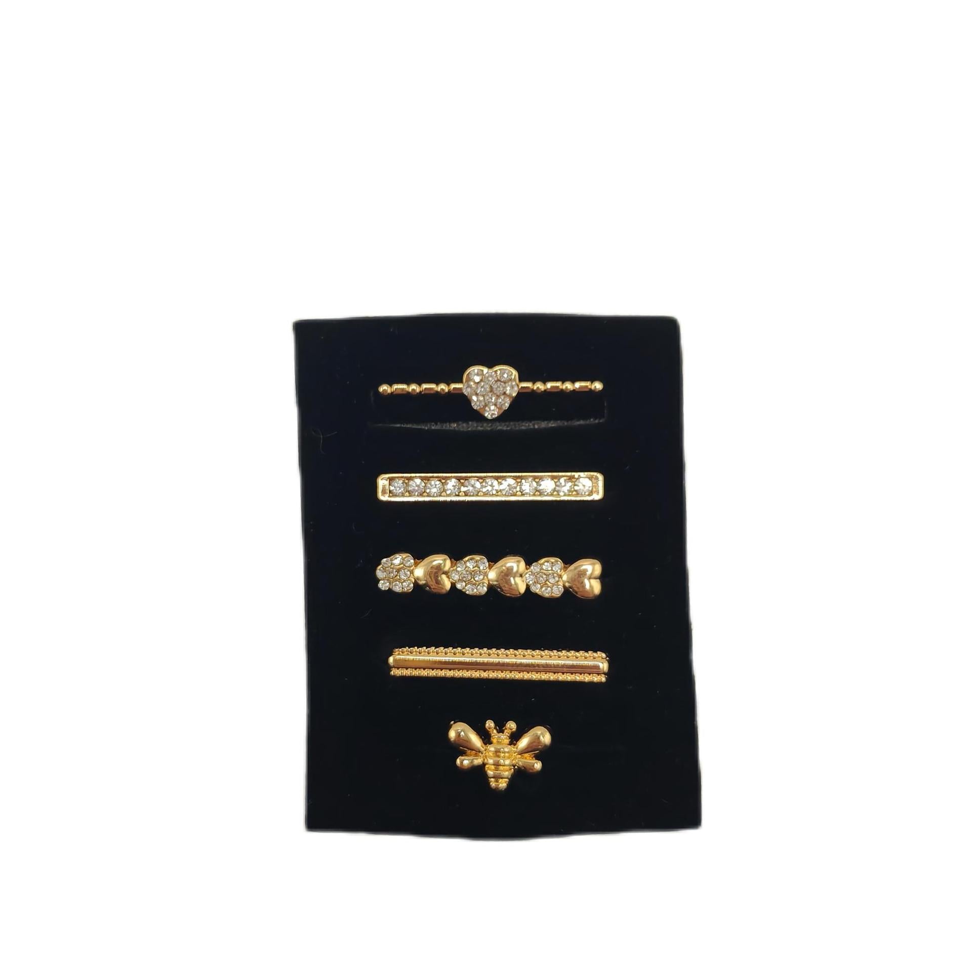 Wholesale Bee Rhinestone Five Piece Watch Band Charm Set For Silicone Band Gold Alloy Fashion Accessory