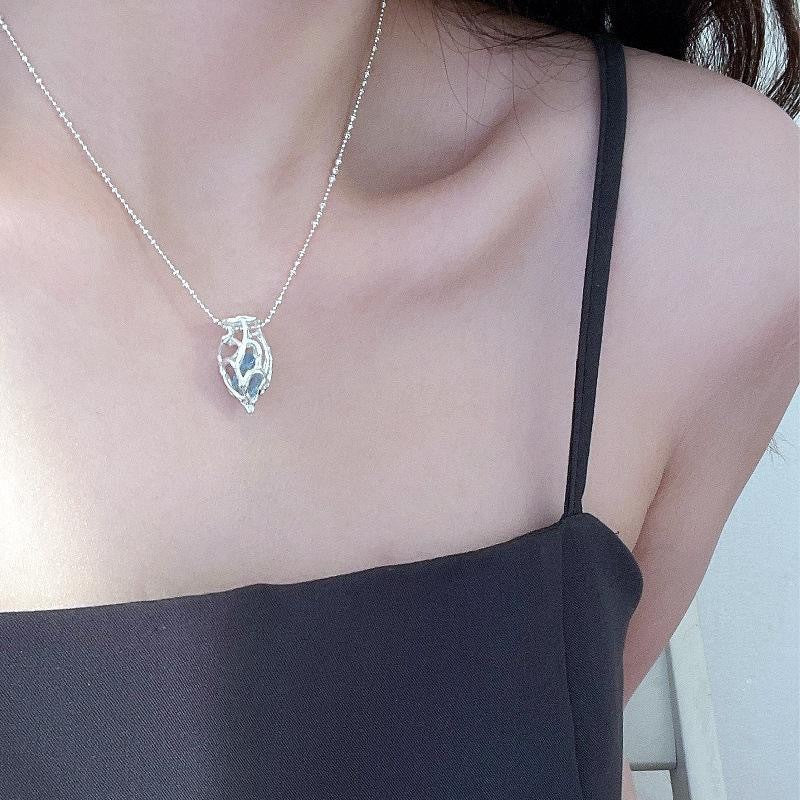 Wholesale Heart Shaped Blue Sapphire Choker Necklace Fashion Jewelry Accessory For Boutique Resale