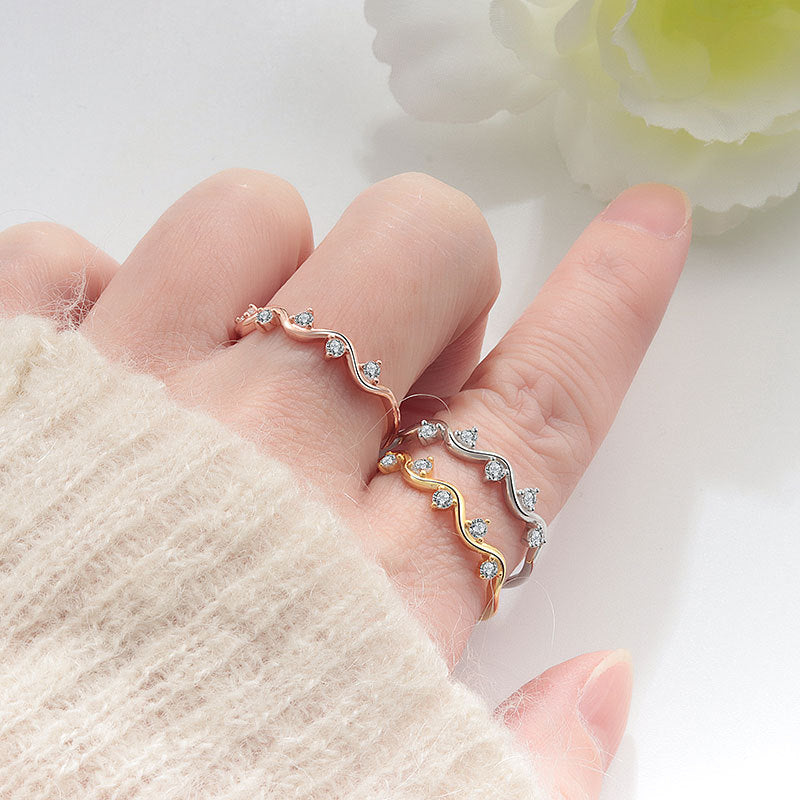 Wholesale s925 sterling silver wave pattern small ring