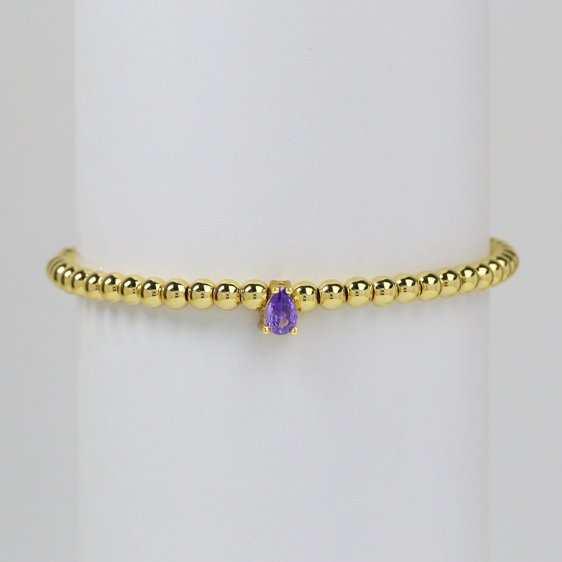 Wholesale  18k gold twelve birthstone December stone color water droplets zircon beaded  bracelet