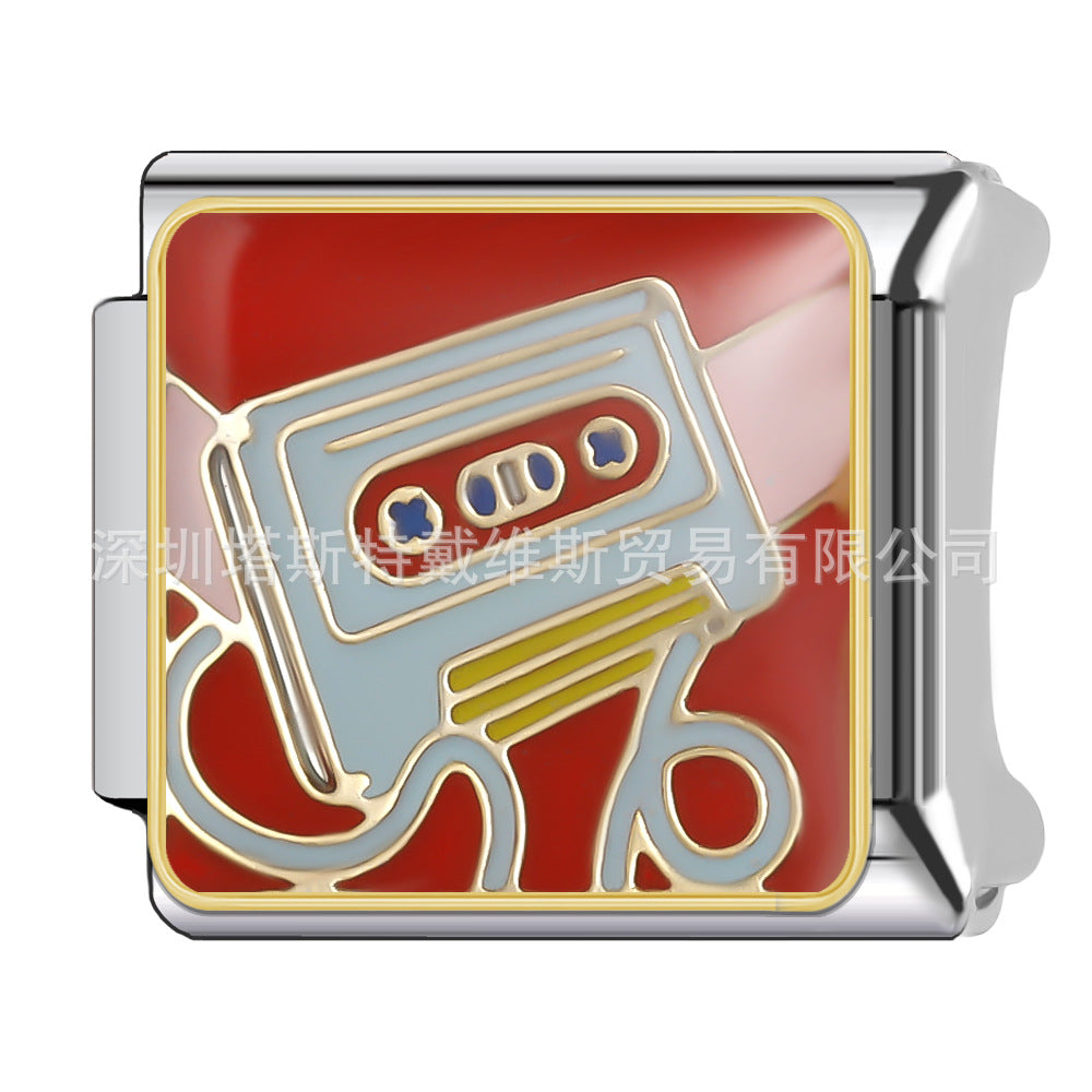 Wholesale 9mm Italian Charm Starter Bracelets DIY square Single Section Creative Stainless Steel Composable Bracelet