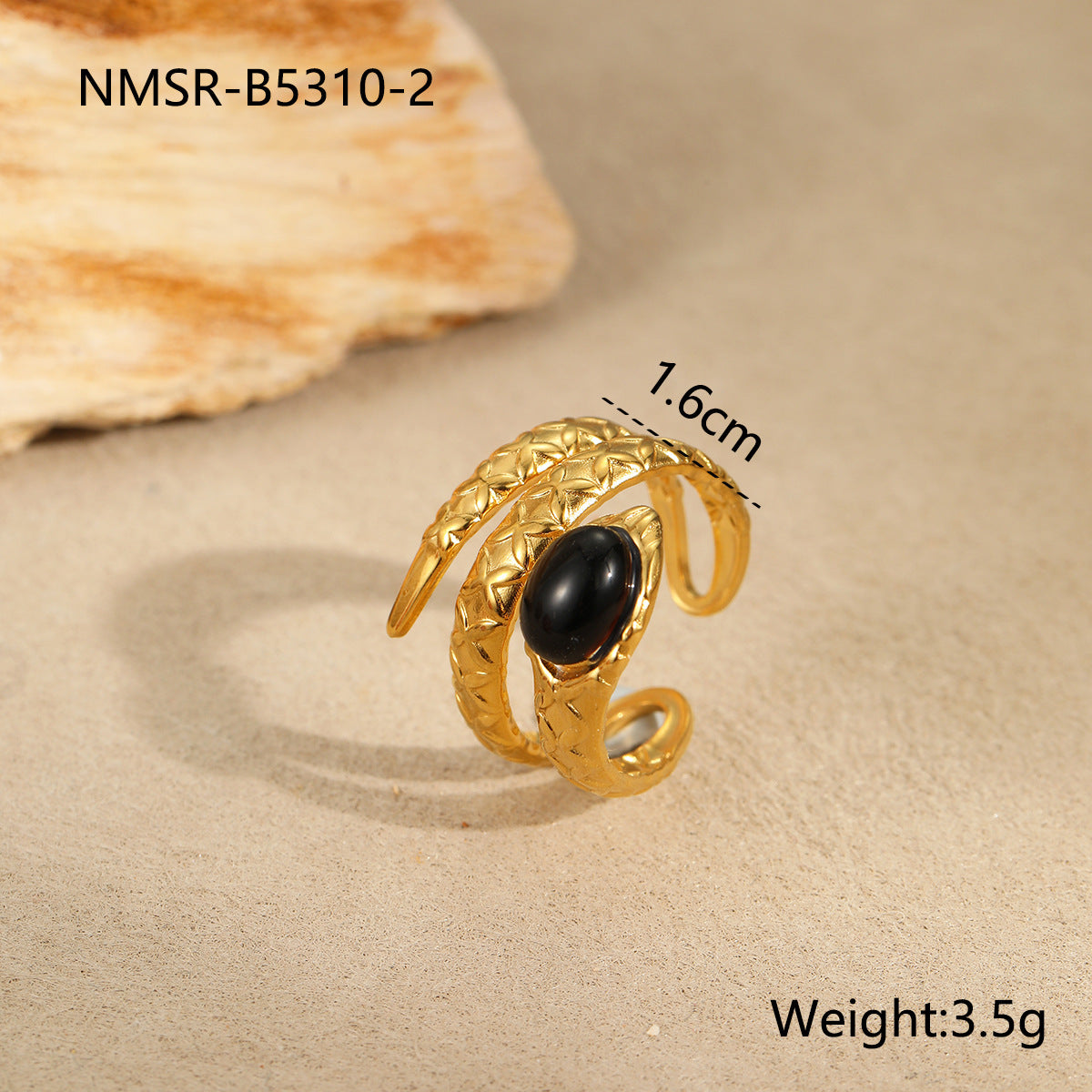 Wholesale  Luxury Inlaid Zircon Natural Stone Stainless Steel Ring