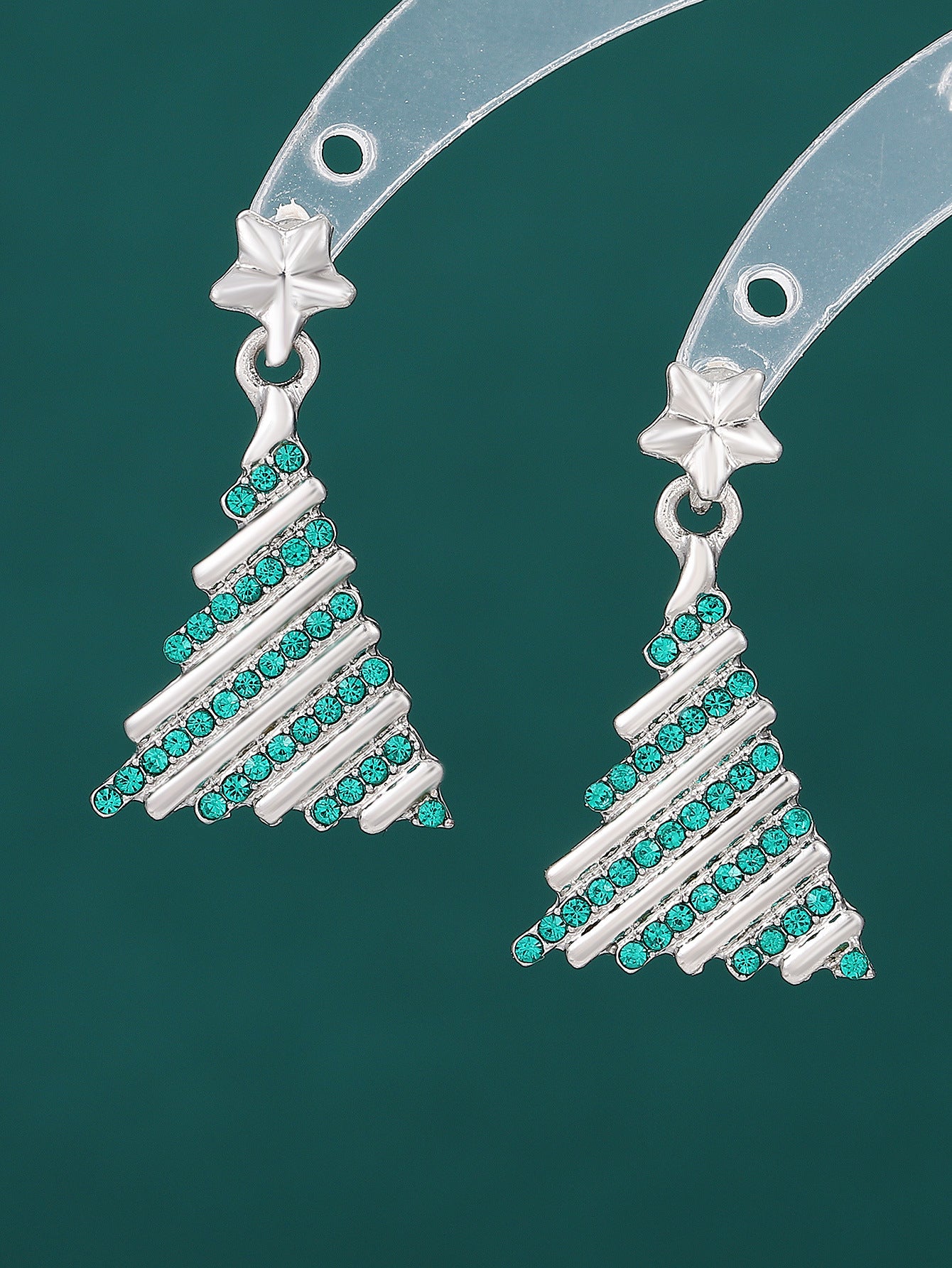 Wholesale Christmas Tree Earrings For Women Colorful Rhinestone Gold Tone Party Jewelry Gift