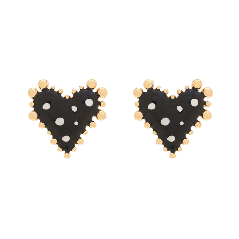 Wholesale Valentine' s Day Alloy Oil Droplet Heart Earrings