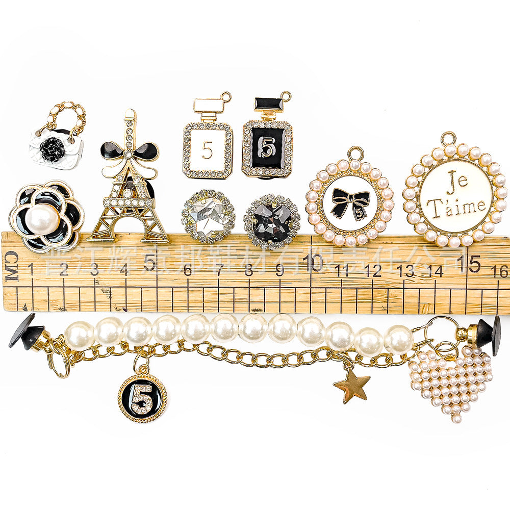 Wholesale 5pcs Random Pearl Bow Shoes Accessories Shoes Charms