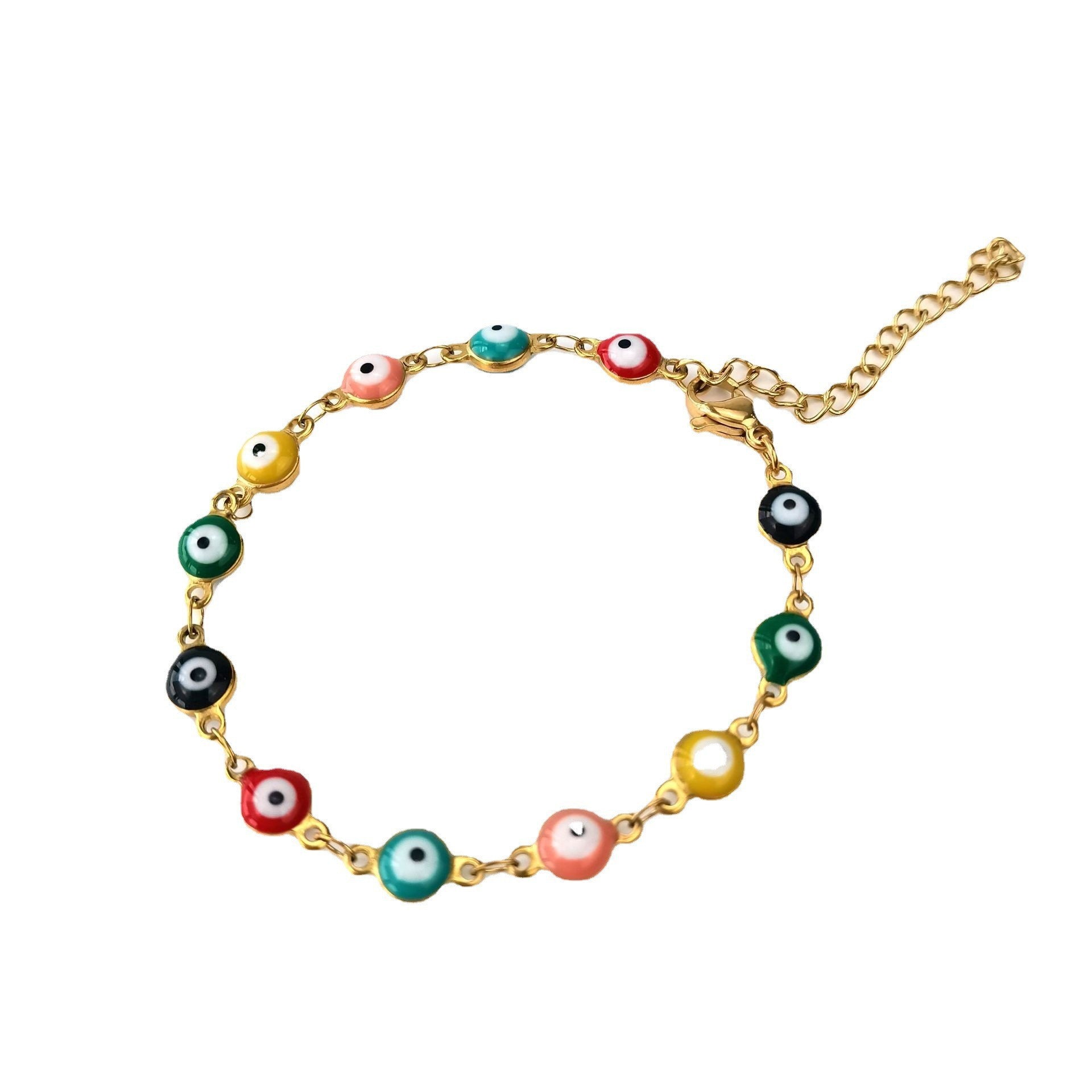 Wholesale Demon Eye Colorblock 18K Titanium Steel Bracelet Necklaces ACC-BT-GuDi001