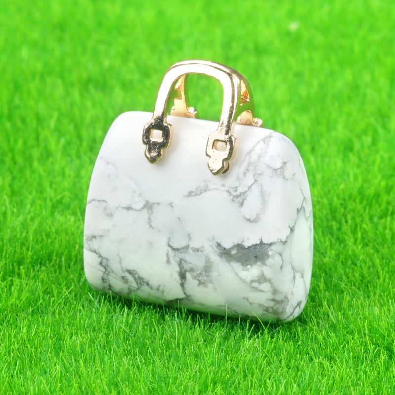 Wholesale Natural Crystal Stone Mini Bag Amethyst Pendant ACC-PT-KeSuo0010