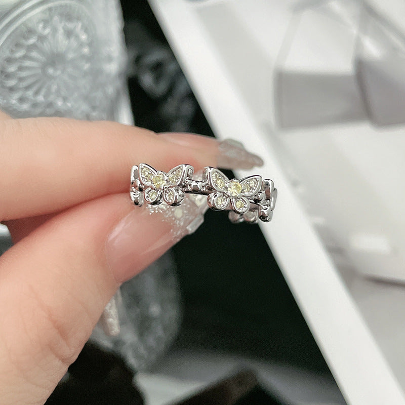 Wholesale Super Flash Zircon Butterfly Ring