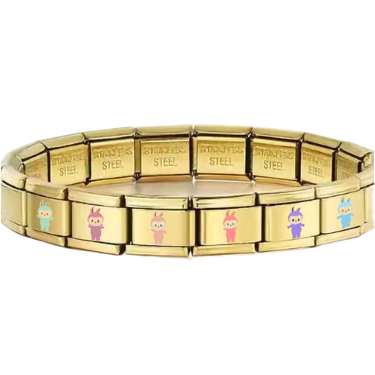 Wholesale 10pcs Italian Charm Bracelet 9mm DIY Splicing Cartoon Cute Stainless Steel Composable Bracelet