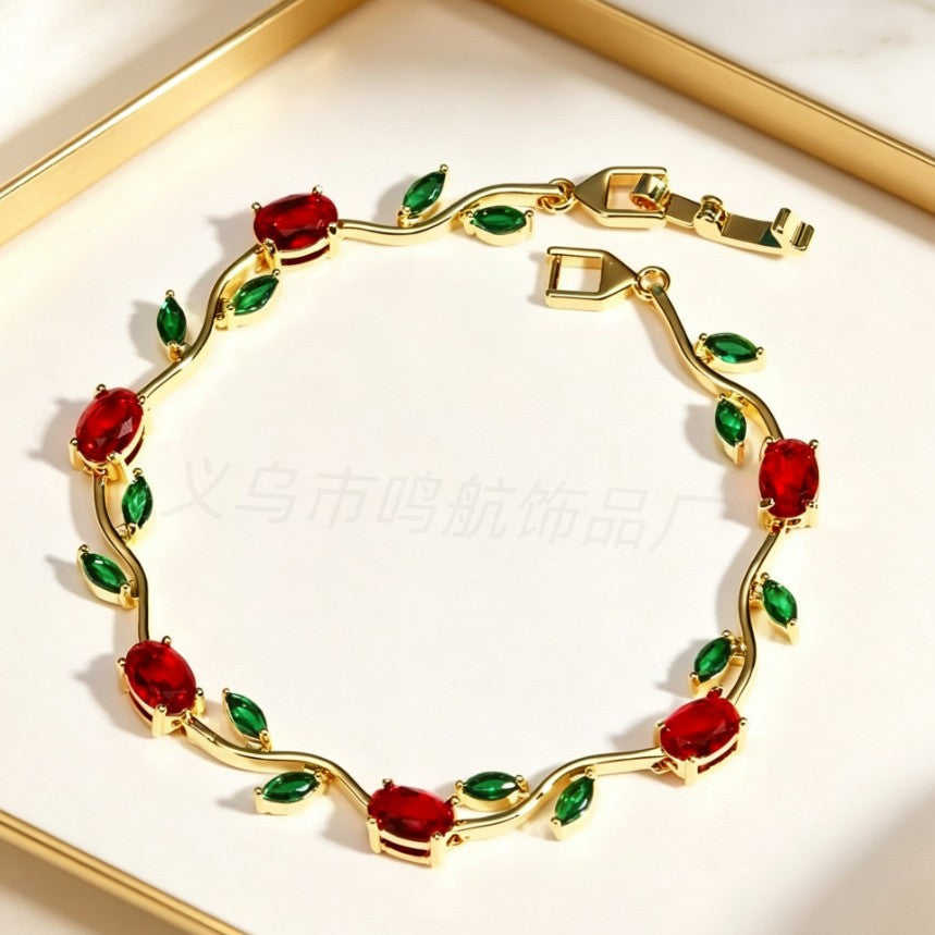 Wholesale Trendy Leaf Design Rhinestone Bracelet,  Fashion Accessory for Everyday Wear or Boutique Resale