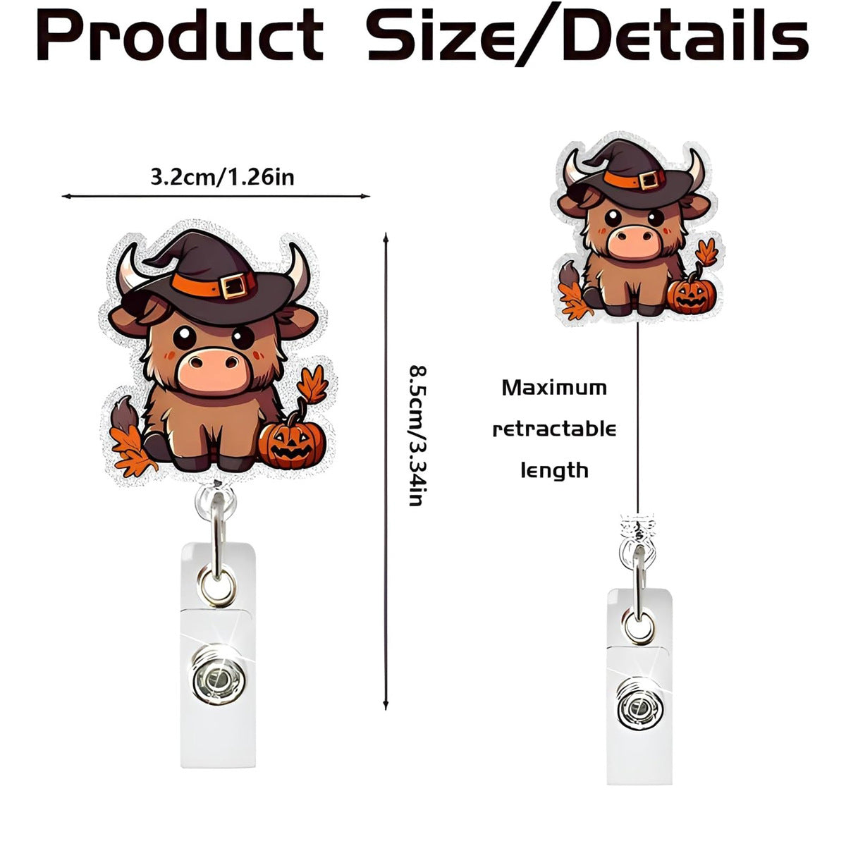 Wholesale retractable buckle name tag  acrylic cow Badge Reels