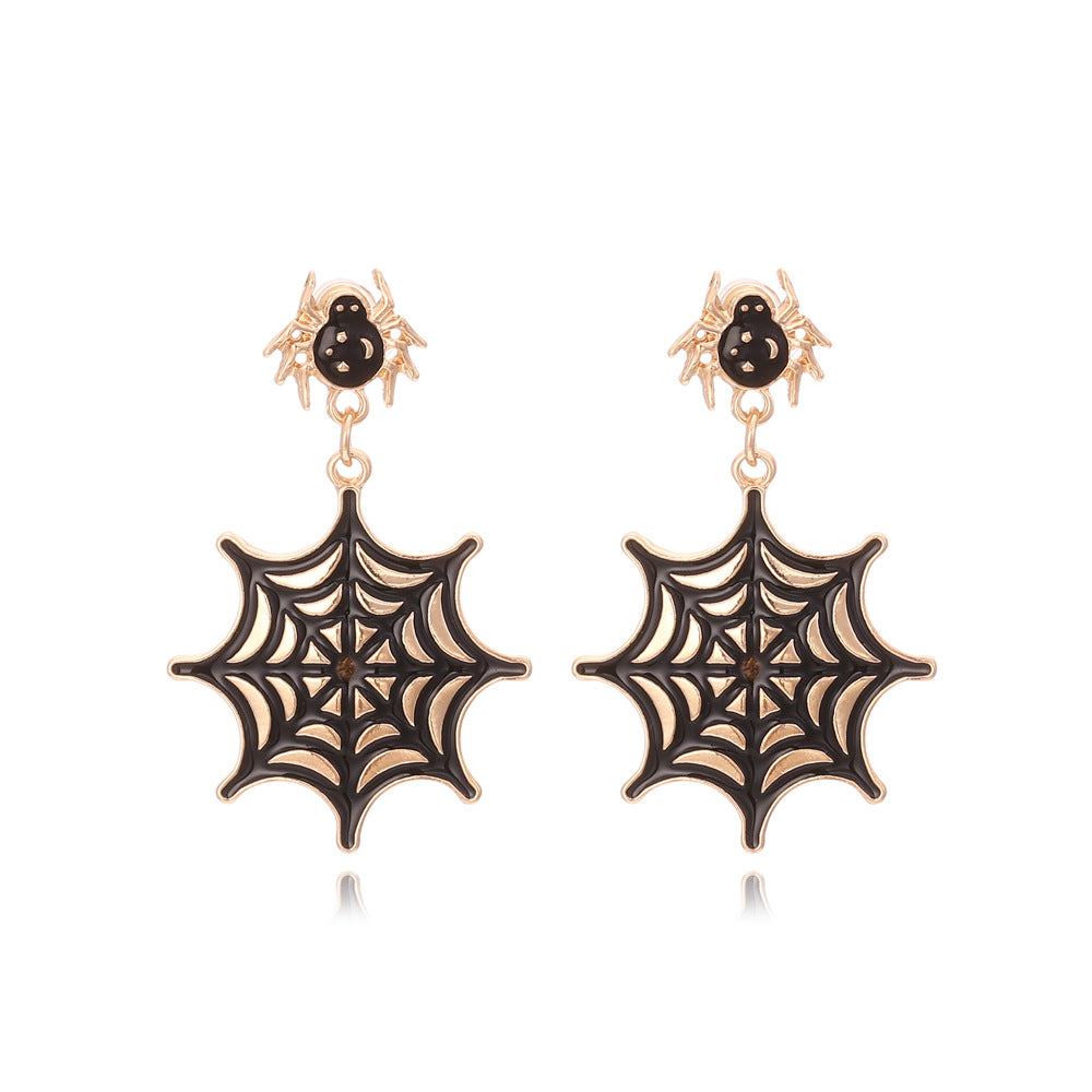 Wholesale Gothic   Web Earrings - Alloy Drip Oil Earrings for Women,  Trendy Jewelry Accessory