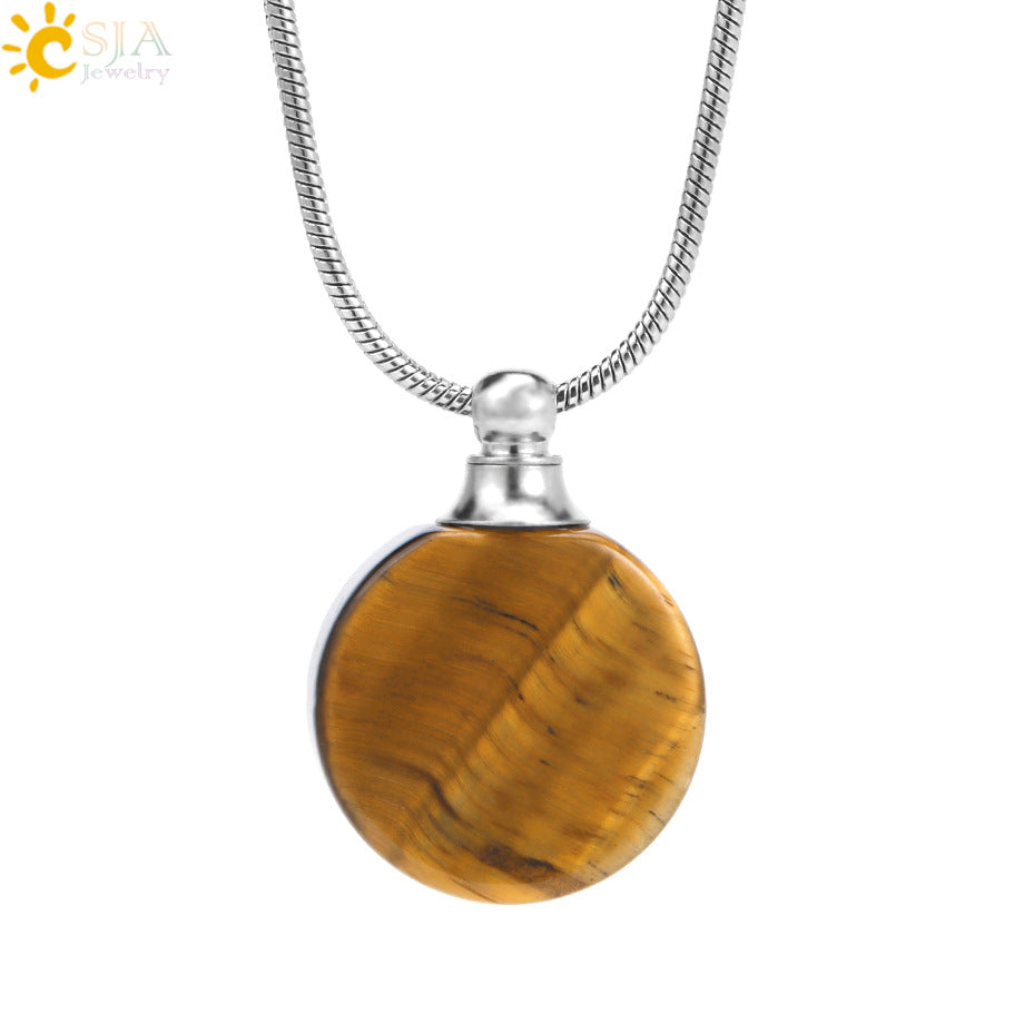 Wholesale Natural Stone Crystal Essential Oil Bottle Pendant Necklace ACC-NE-HuaiShe003