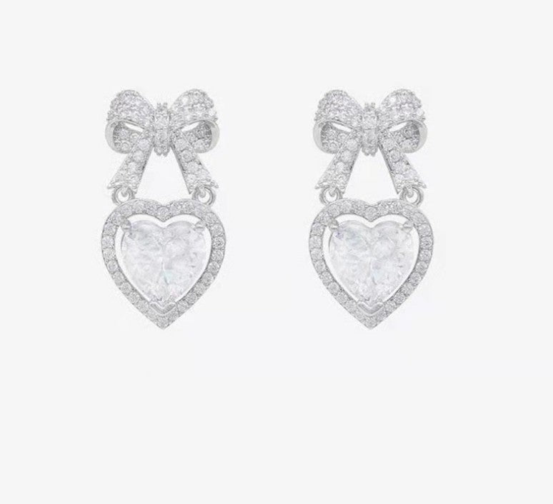 Wholesale diamond bow pink lovely stud earrings