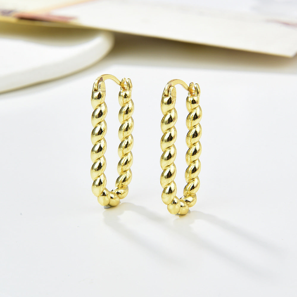 Wholesale Geometric Glossy Round Movable Twist Ball Earrings