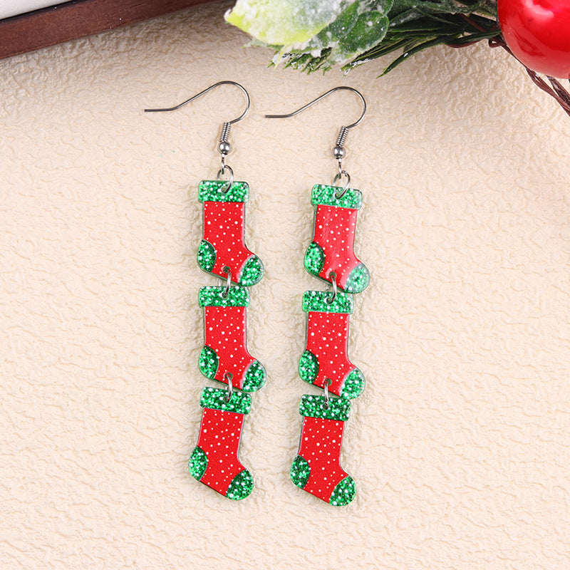 Wholesale Christmas Multicolor Snowman Christmas Tree Acrylic Earrings