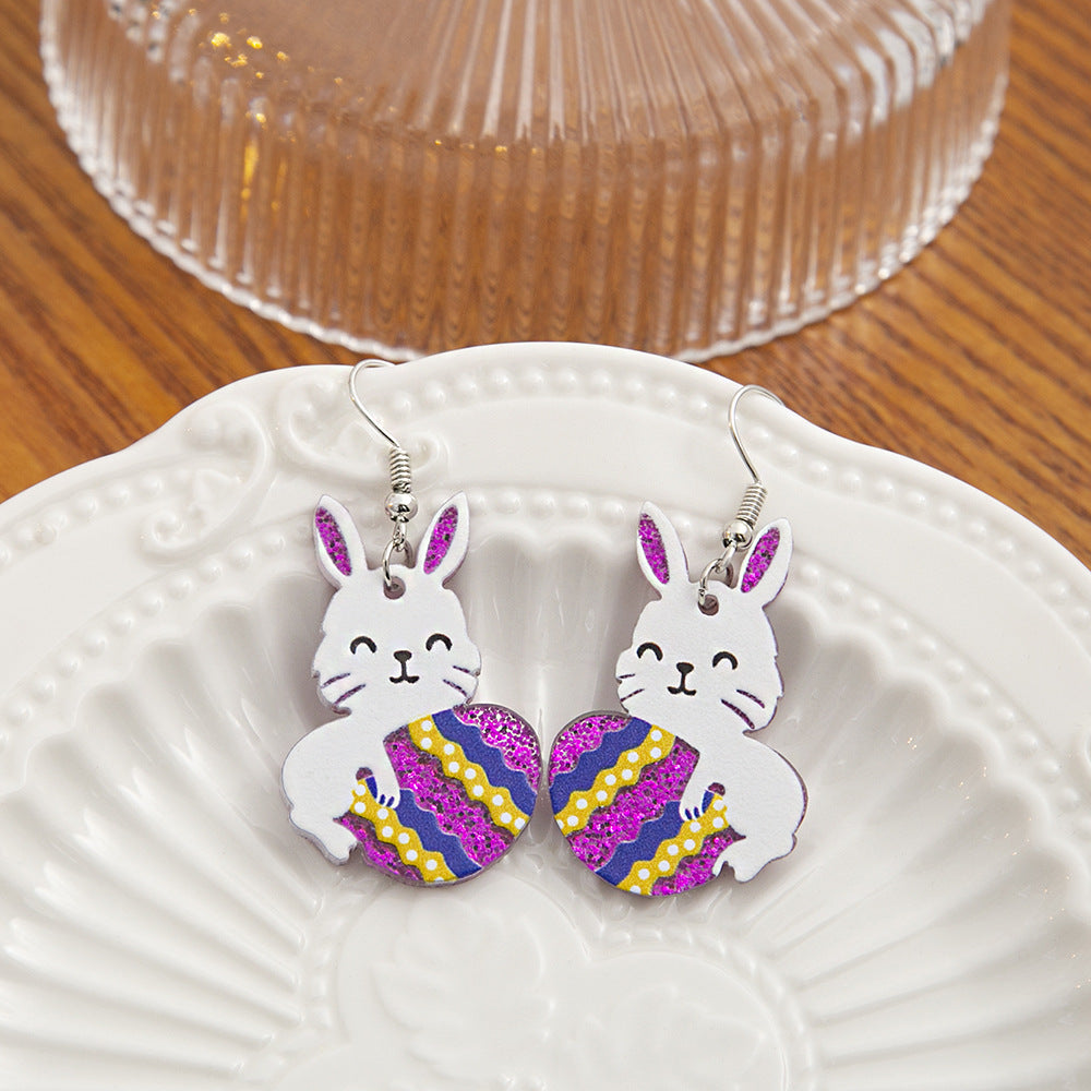 Wholesale Easter Acrylic Cute Bunny Earrings