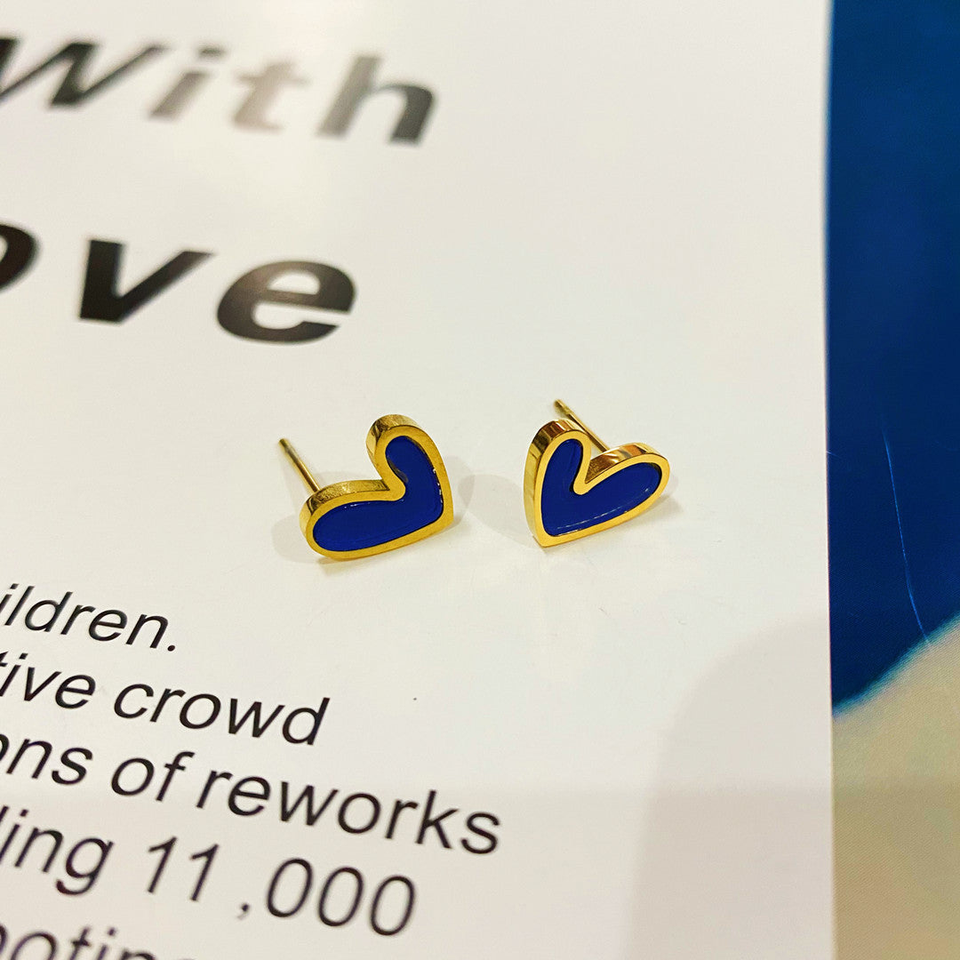 Wholesale Titanium Steel Four-leaf Clover Heart Earrings ACCVIP-ES-YZXW003