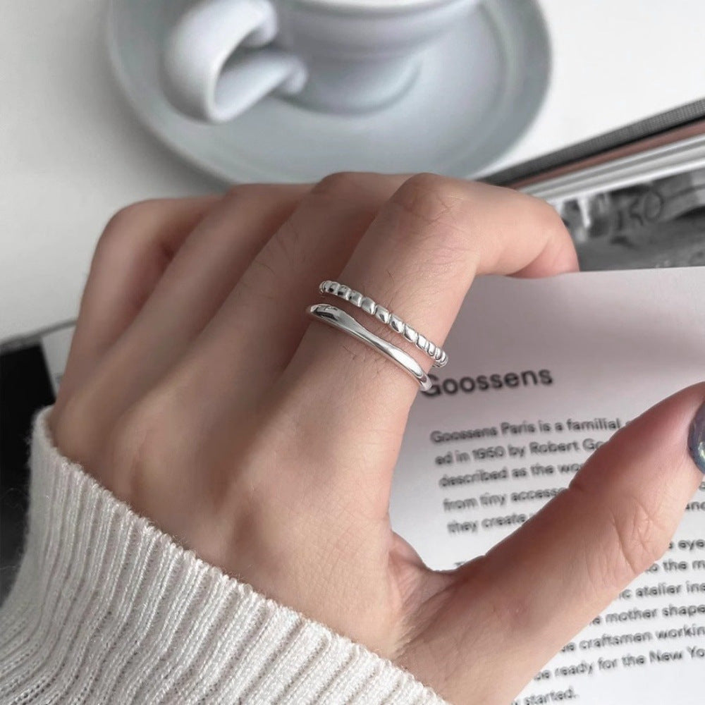 Wholesale 925 Sterling Silver Plain Ring Open Adjustment Tail Ring ACC-RS-Yues010