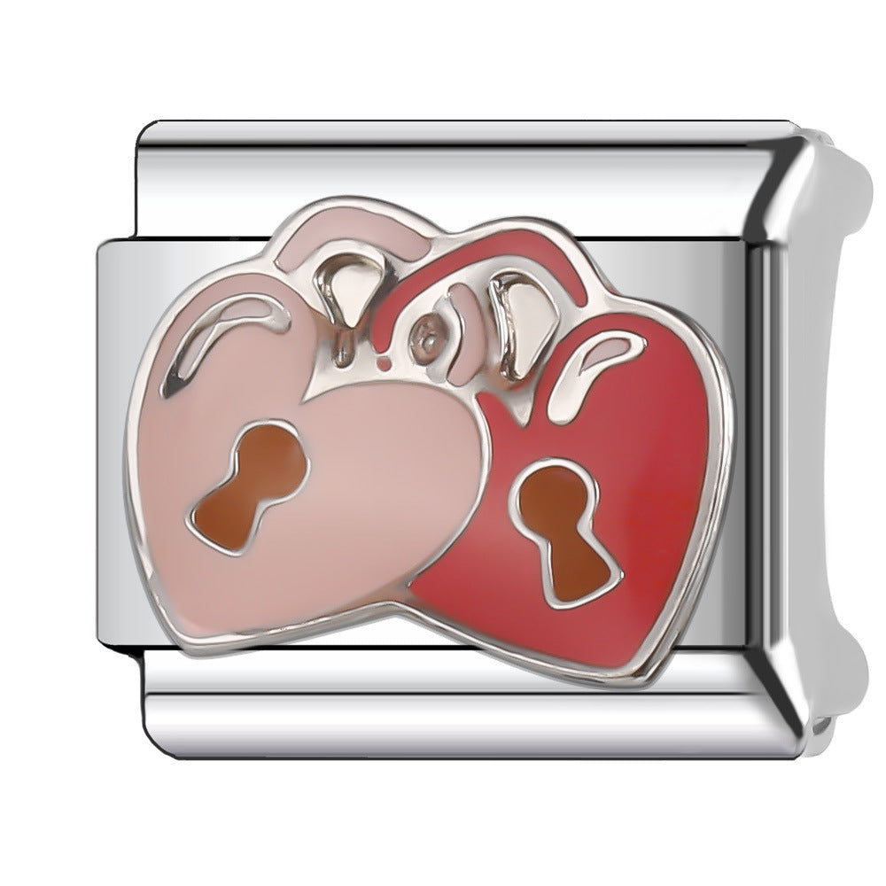 Wholesale Italian Charm Bracelet 9mm DIY Splicing Red Series Stainless Steel Composable Bracelet