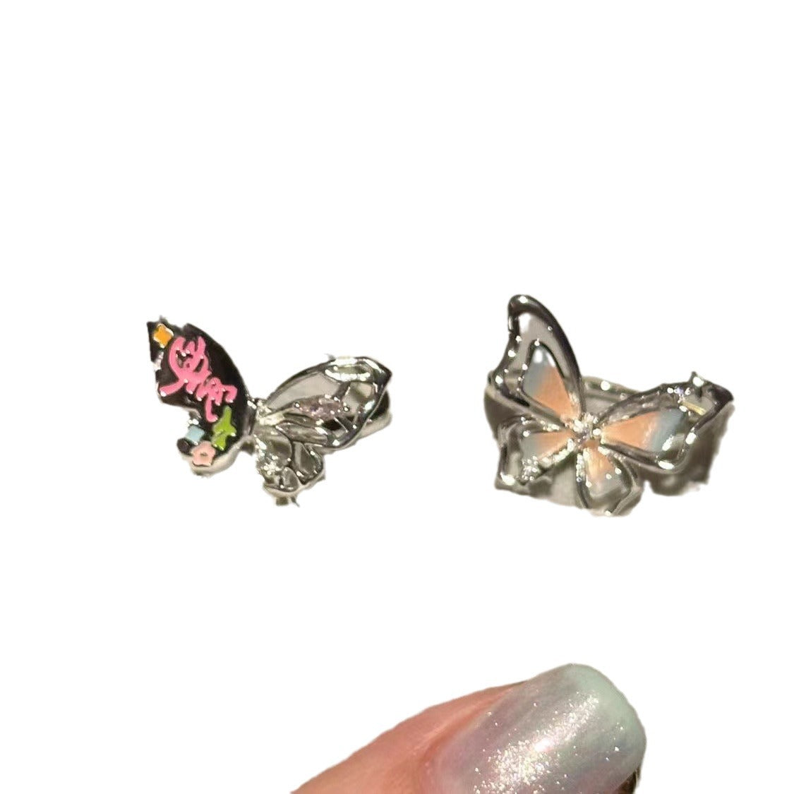 Wholesale  Color Hollow Three-dimensional Butterfly Ring