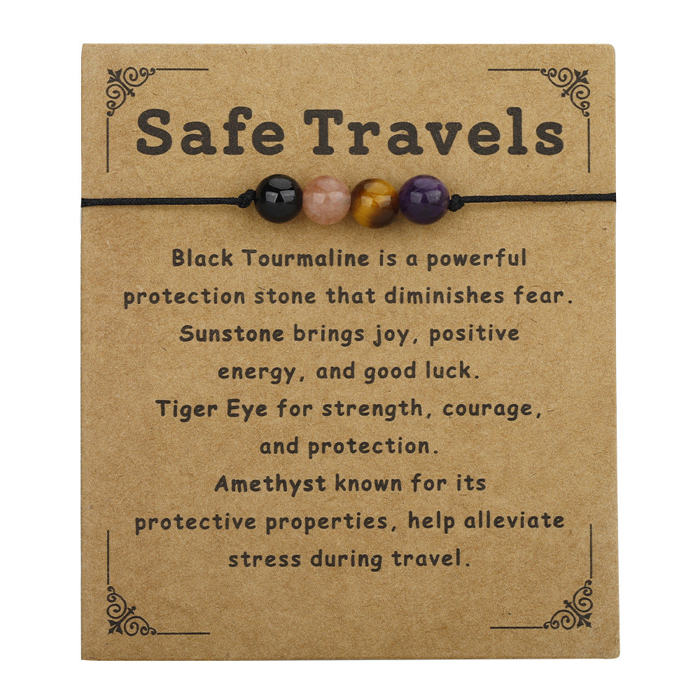 Wholesale  Beaded Stone Bracelet  Tiger Eye Amethyst Combination Crystal Hand Rope