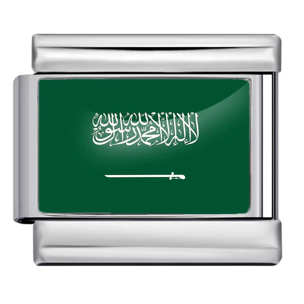 Wholesale Italian Charm Bracelet 9mm DIY Splicing Removable World Flags Stainless Steel Composable Bracelet