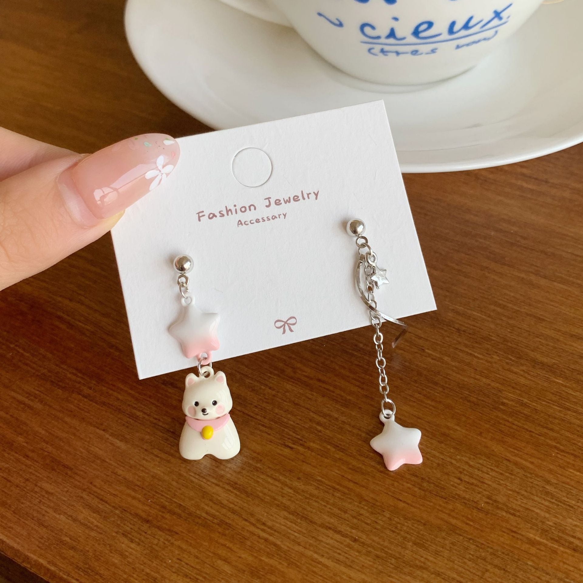 Wholesale Childlike and Cute Puppy Earrings with Tassels Silver Needles Earrings