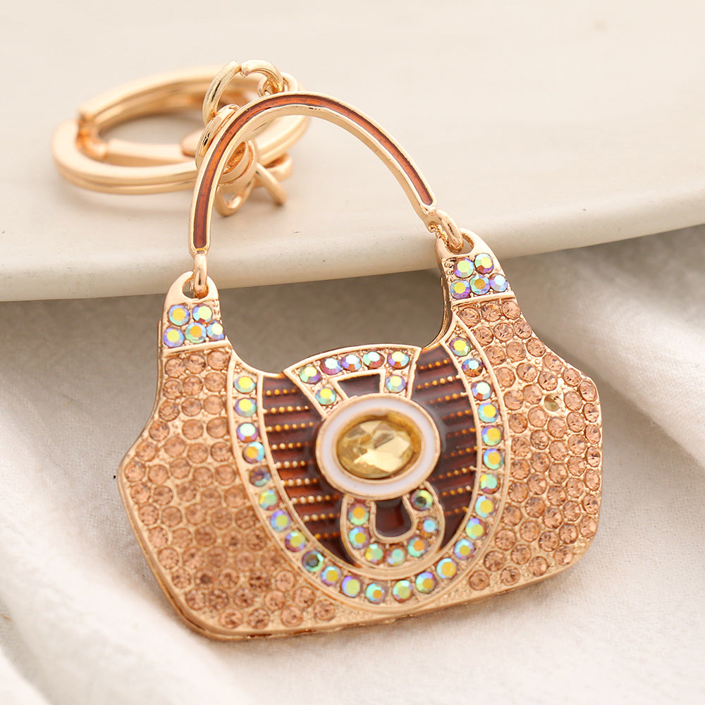 Wholesale Korean Style Rhinestone Bag Charm Keychain Alloy Car Key Accessory Chic Boutique Gift