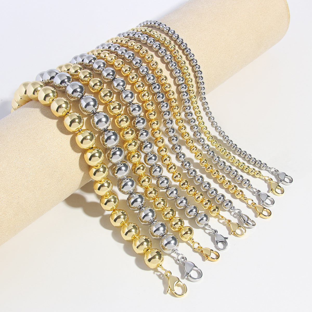 Wholesale Geometric Metal Hollow Beads Copper Bracelet ACC-BT-HongMing003