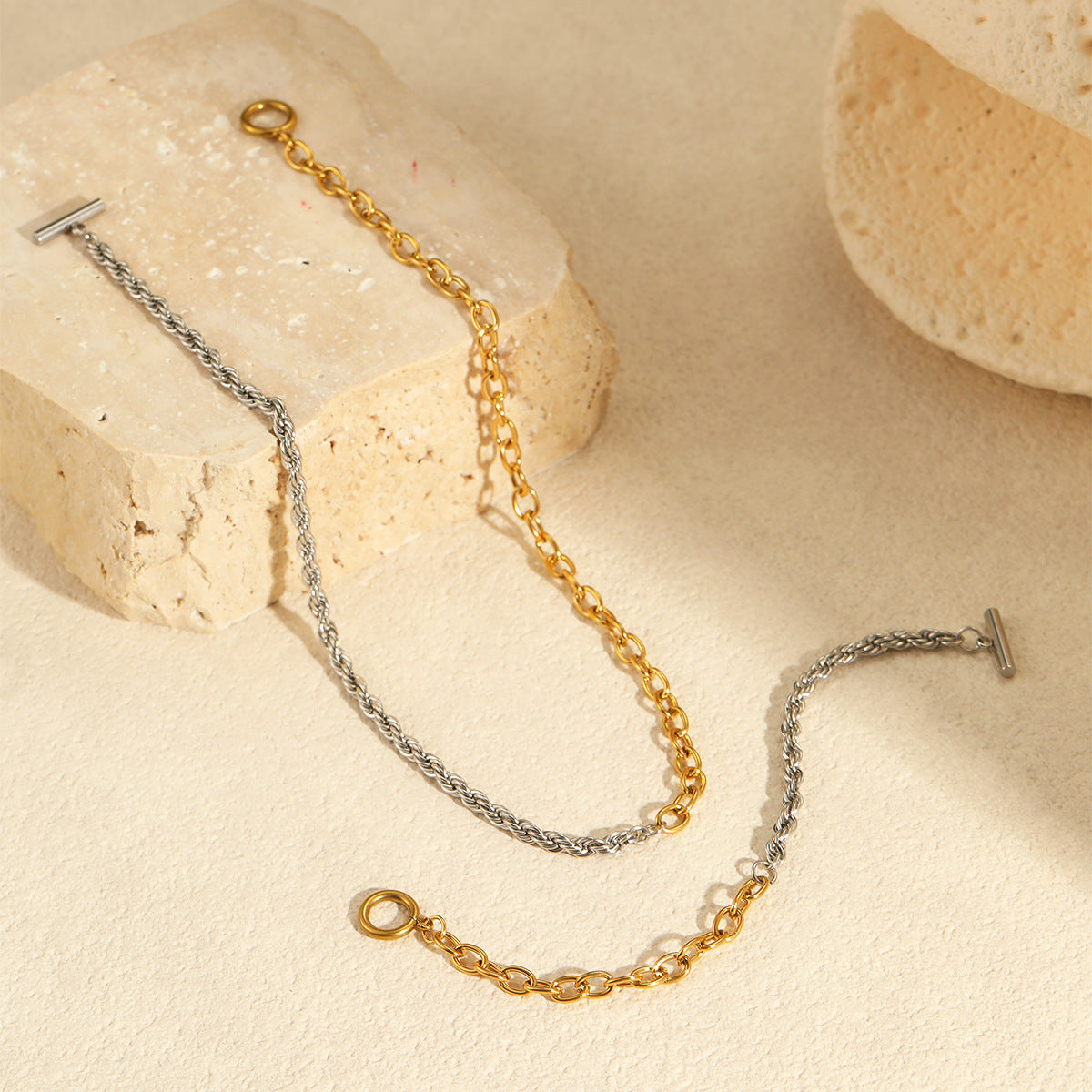 Wholesale Gold and Silver Color Matching Stainless Steel Necklace