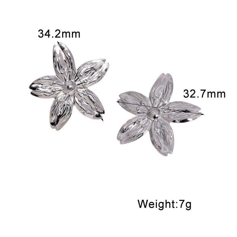 Wholesale Stainless Steel Gold Plated Flower Stud Earrings For Women Sweet Minimalist Chic Party Jewelry Accessory