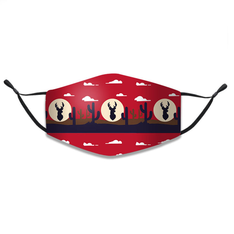 Wholesale Christmas Three-layer Cotton Mask Western Style Christmas Adult Dustproof Warm Breathable Mask ACC-MK-HY001