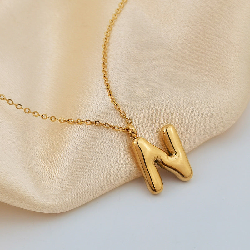 Wholesale 26 Letters 18K Gold Plated Polished Letter Necklaces ACC-NE-GuDi014