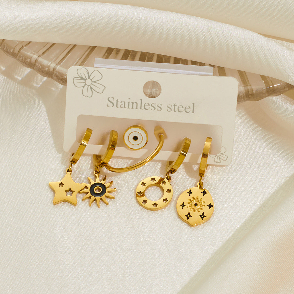 Wholesale Star Sun Titanium Steel Earrings SetACC-ES-BangJie005